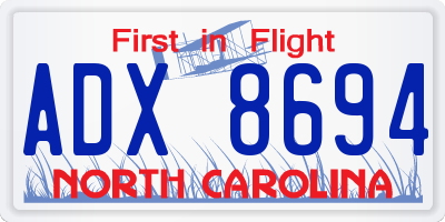 NC license plate ADX8694
