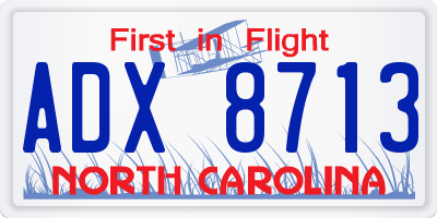 NC license plate ADX8713