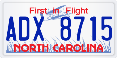 NC license plate ADX8715