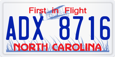 NC license plate ADX8716