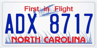 NC license plate ADX8717