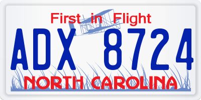 NC license plate ADX8724