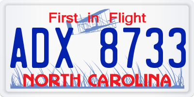 NC license plate ADX8733