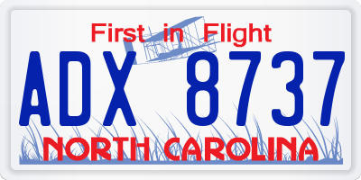 NC license plate ADX8737