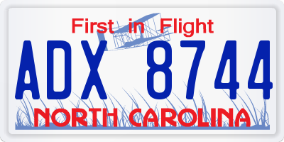NC license plate ADX8744