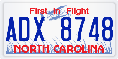 NC license plate ADX8748