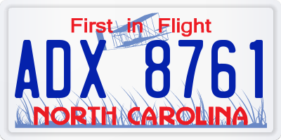 NC license plate ADX8761