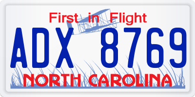 NC license plate ADX8769