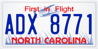 NC license plate ADX8771