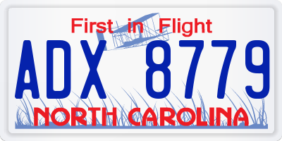 NC license plate ADX8779