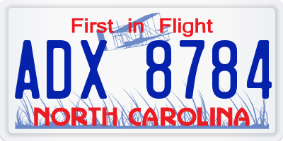 NC license plate ADX8784