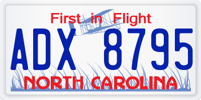 NC license plate ADX8795