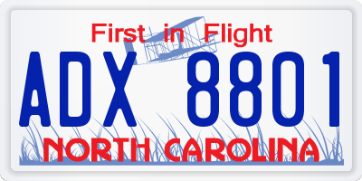 NC license plate ADX8801
