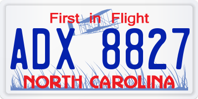 NC license plate ADX8827