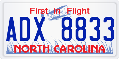 NC license plate ADX8833
