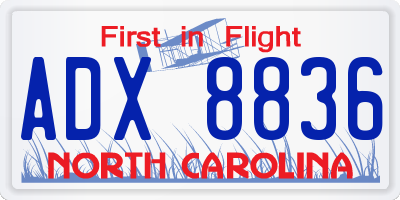 NC license plate ADX8836