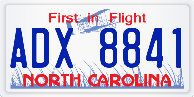 NC license plate ADX8841