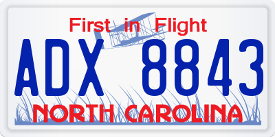 NC license plate ADX8843