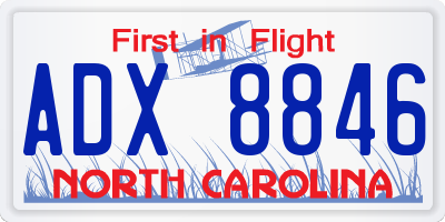 NC license plate ADX8846