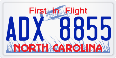 NC license plate ADX8855