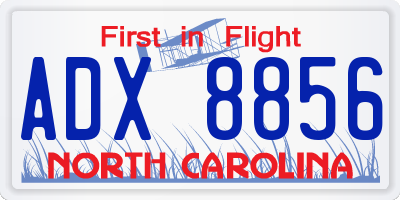 NC license plate ADX8856