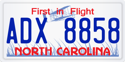 NC license plate ADX8858