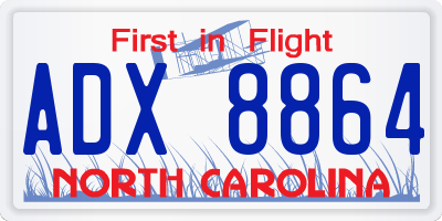 NC license plate ADX8864