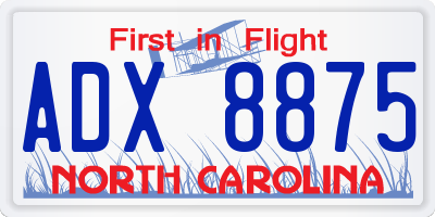 NC license plate ADX8875
