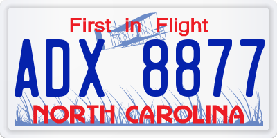 NC license plate ADX8877