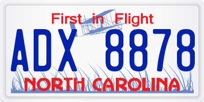 NC license plate ADX8878