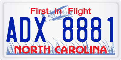 NC license plate ADX8881
