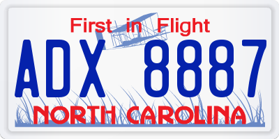 NC license plate ADX8887