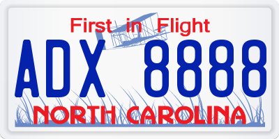 NC license plate ADX8888