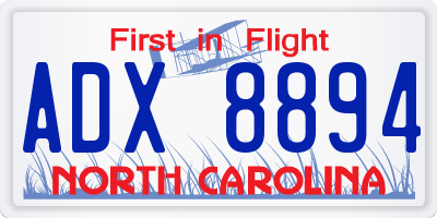 NC license plate ADX8894