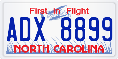 NC license plate ADX8899