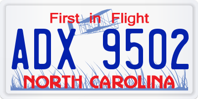 NC license plate ADX9502
