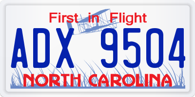 NC license plate ADX9504