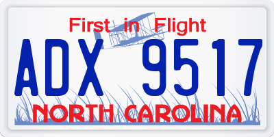 NC license plate ADX9517