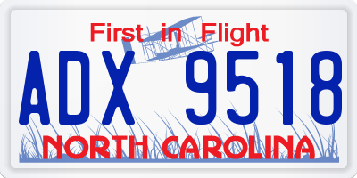 NC license plate ADX9518