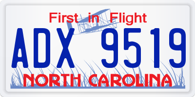 NC license plate ADX9519