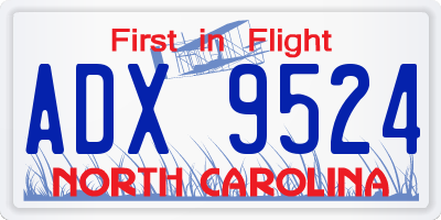 NC license plate ADX9524