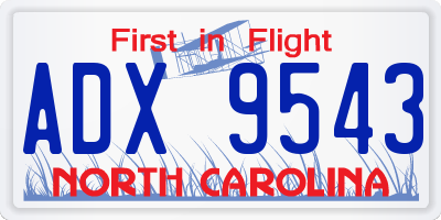 NC license plate ADX9543