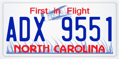 NC license plate ADX9551