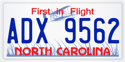 NC license plate ADX9562