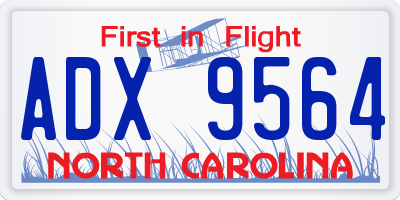 NC license plate ADX9564