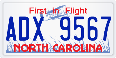 NC license plate ADX9567