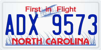 NC license plate ADX9573