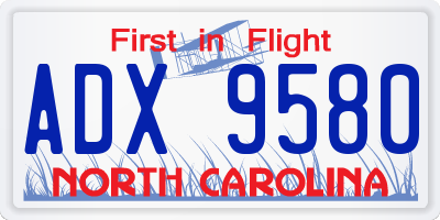 NC license plate ADX9580