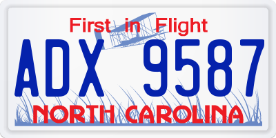 NC license plate ADX9587