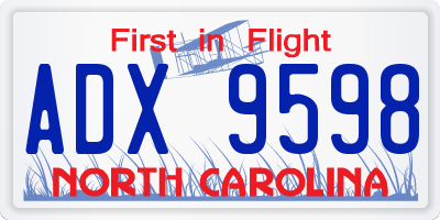 NC license plate ADX9598